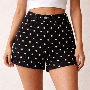Forever 21 - Polka Dot High-Waisted Shorts - Black & White - NWOT - Size US 24